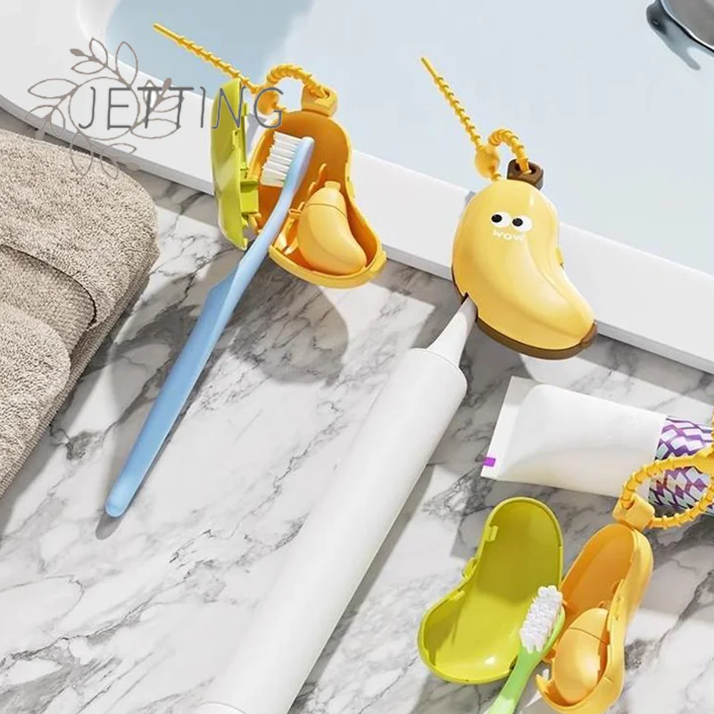 Hot Banana Toothbrush Head Protective Cover With Toothpaste Compartment Toothbrush Dust Clamp Portable Travel Style Storage Box