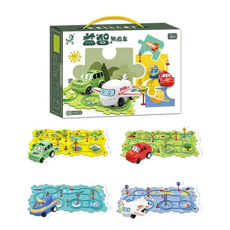 Fai da te assemblaggio carrello elettrico costruzione educativa auto gioca Puzzle elettrico giocattolo veicolo portatile Puzzle Board giocattoli Montessori