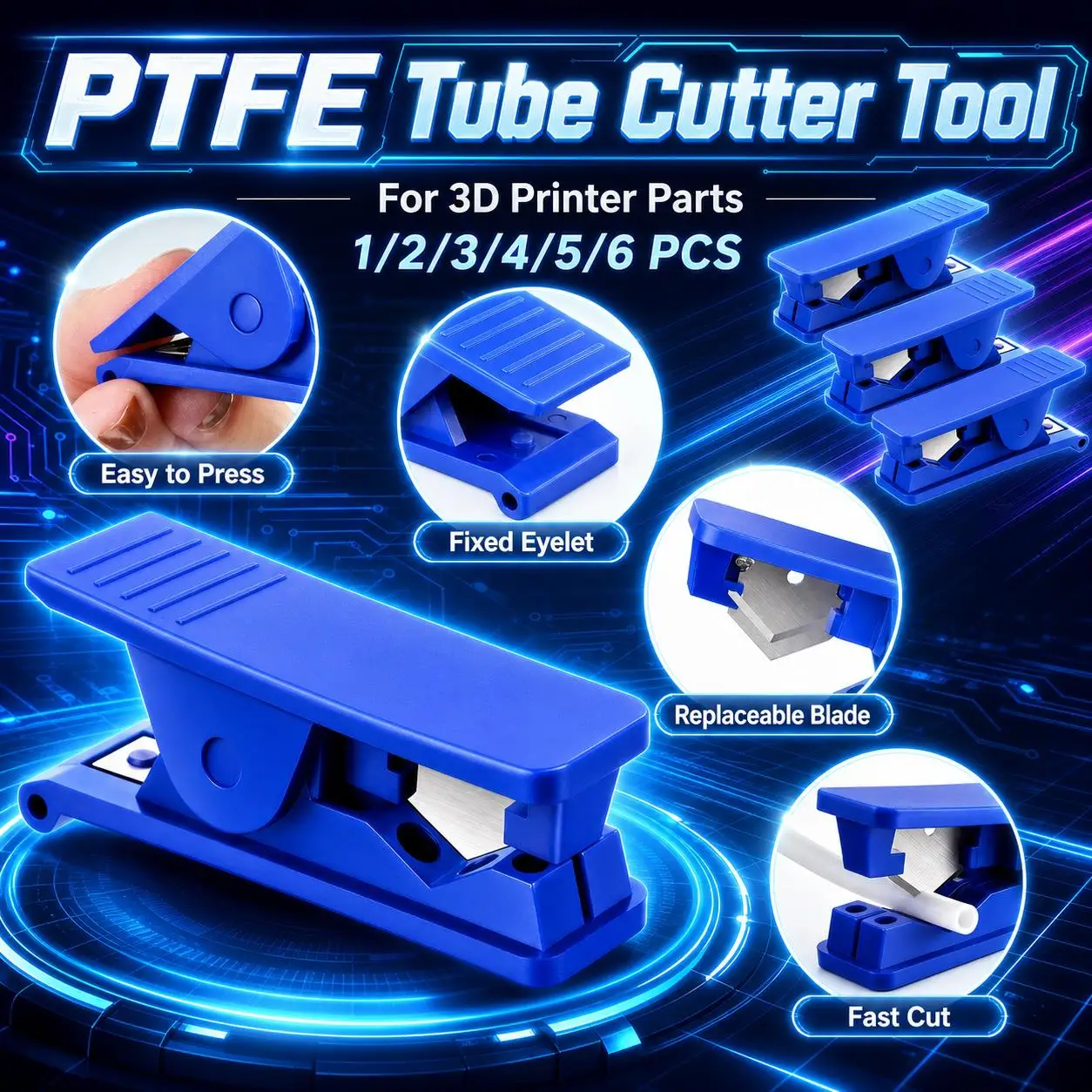 1/2/3/4/5/6PCS 3D Printer Filament PTFE Tube Cutter Portable Pipe Cutter Blade 3D Printer Parts Tube Nylon PVC PU Cutting Tools