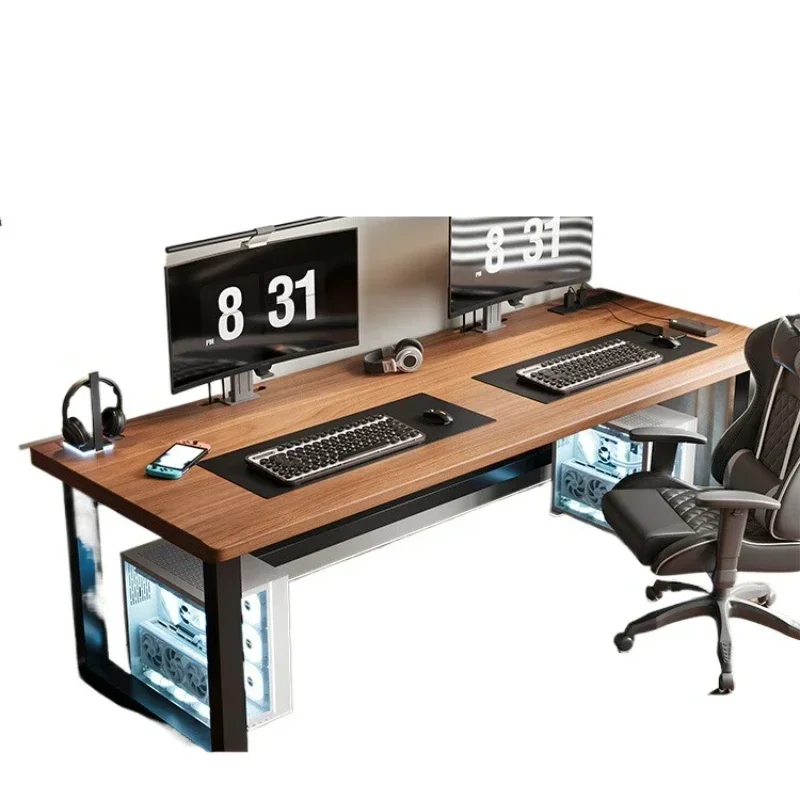 

Solid wood e-sports table, home desktop, table e-sports room desk, long workbench, solid wood large board double
