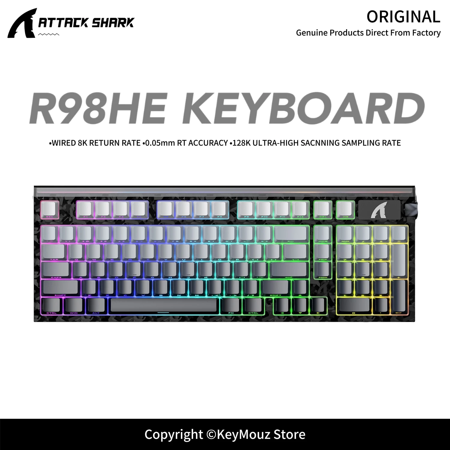 ATTACK SHARK R98HE Magnetic Axis Wired Gaming Keyboard 8K Polling 0.08ms Low Latency 0.005mm RT Accuracy for Esports