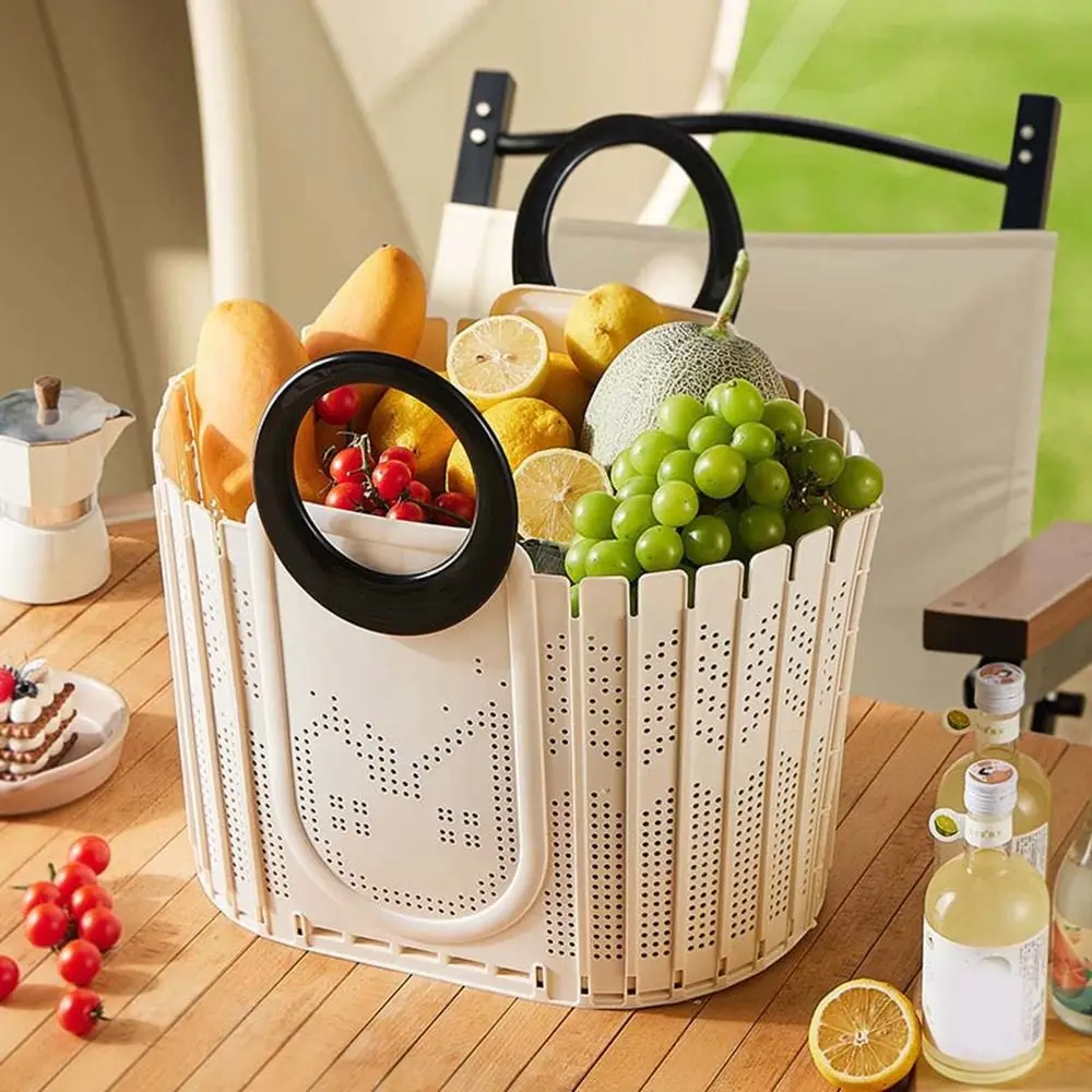Plastic Foldable Clothes Storage Basket Handheld Wall Mounted Dirty Clothes Basket Large Capacity Space Saving