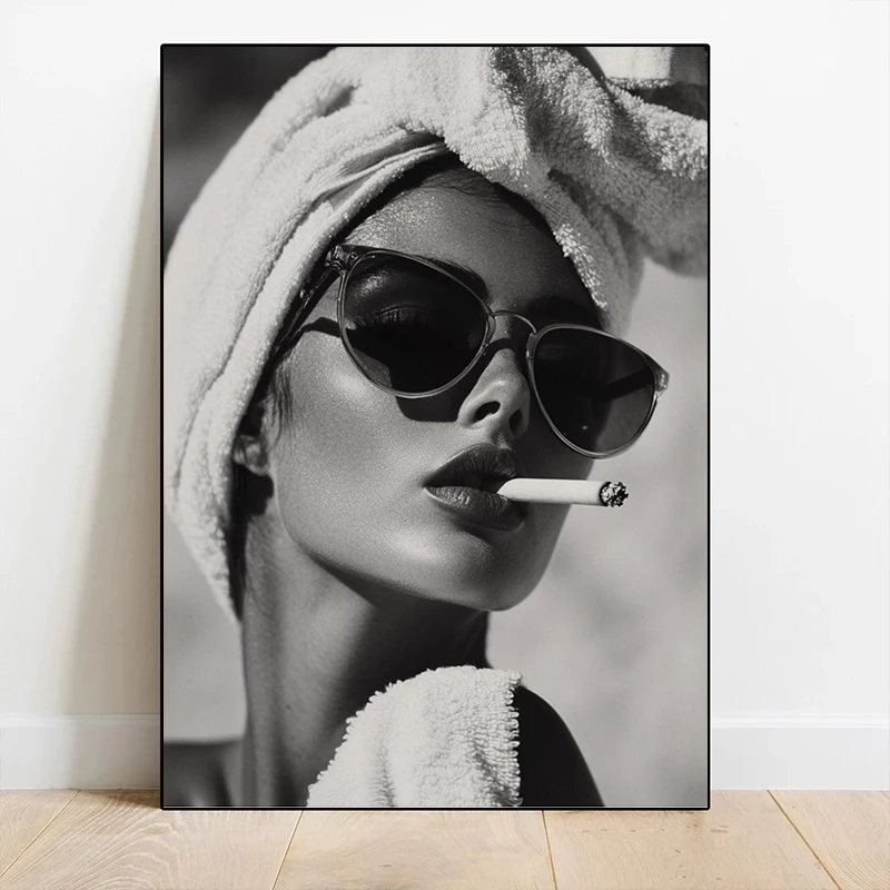 1pc Frameless Black White Fashion Glamorous Sexy Woman Posters and Prints Canvas Wall Art Picture for Living Room Gifts