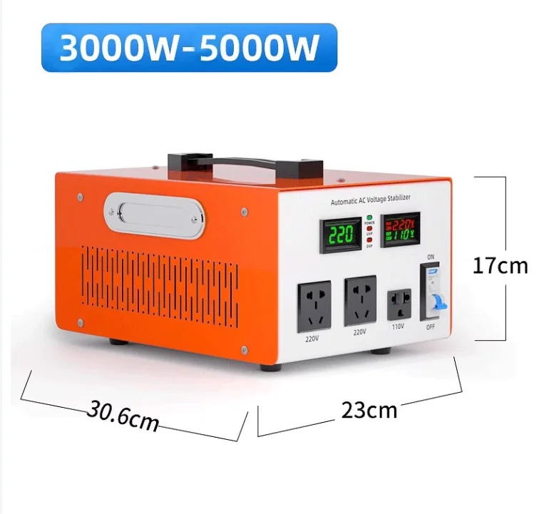 단상 AC 전압 안정기, 자동 가정용 냉장고 에어컨, 고출력 안정기, AC 90V-140V, 500W ~ 5000W
