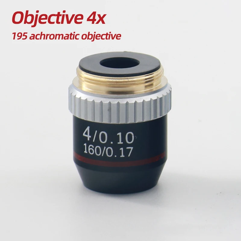 195 Black Achromatic Objective 4X 10X 40X 100X(Oil )High Quality Microscope 195-objective lens RMS 20.2mm Objective Parts