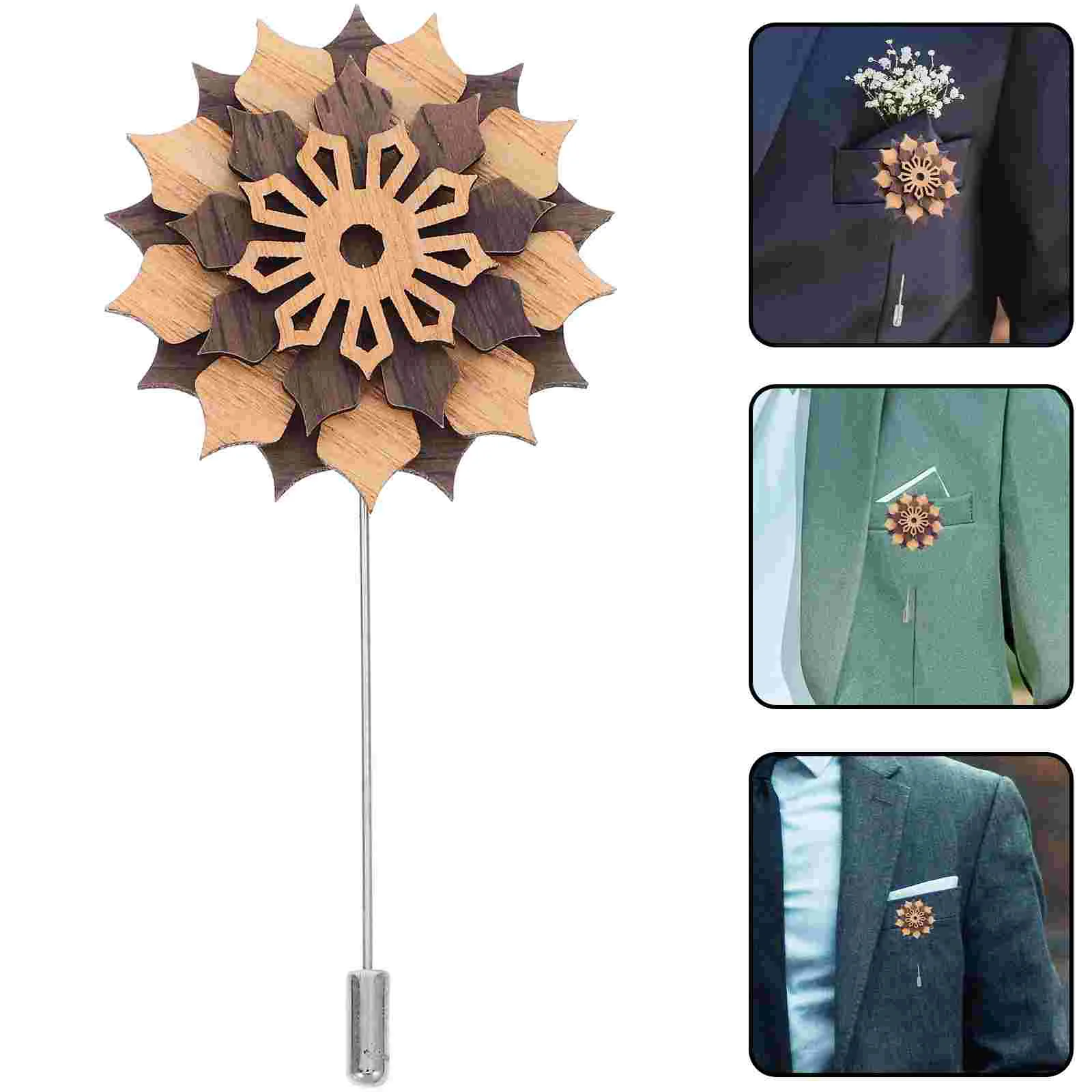 

Wedding Groom Lapel Pin Wooden Lapel Pin Flower Boutonniere Pin Suit Decoration flower pins pins for jackets