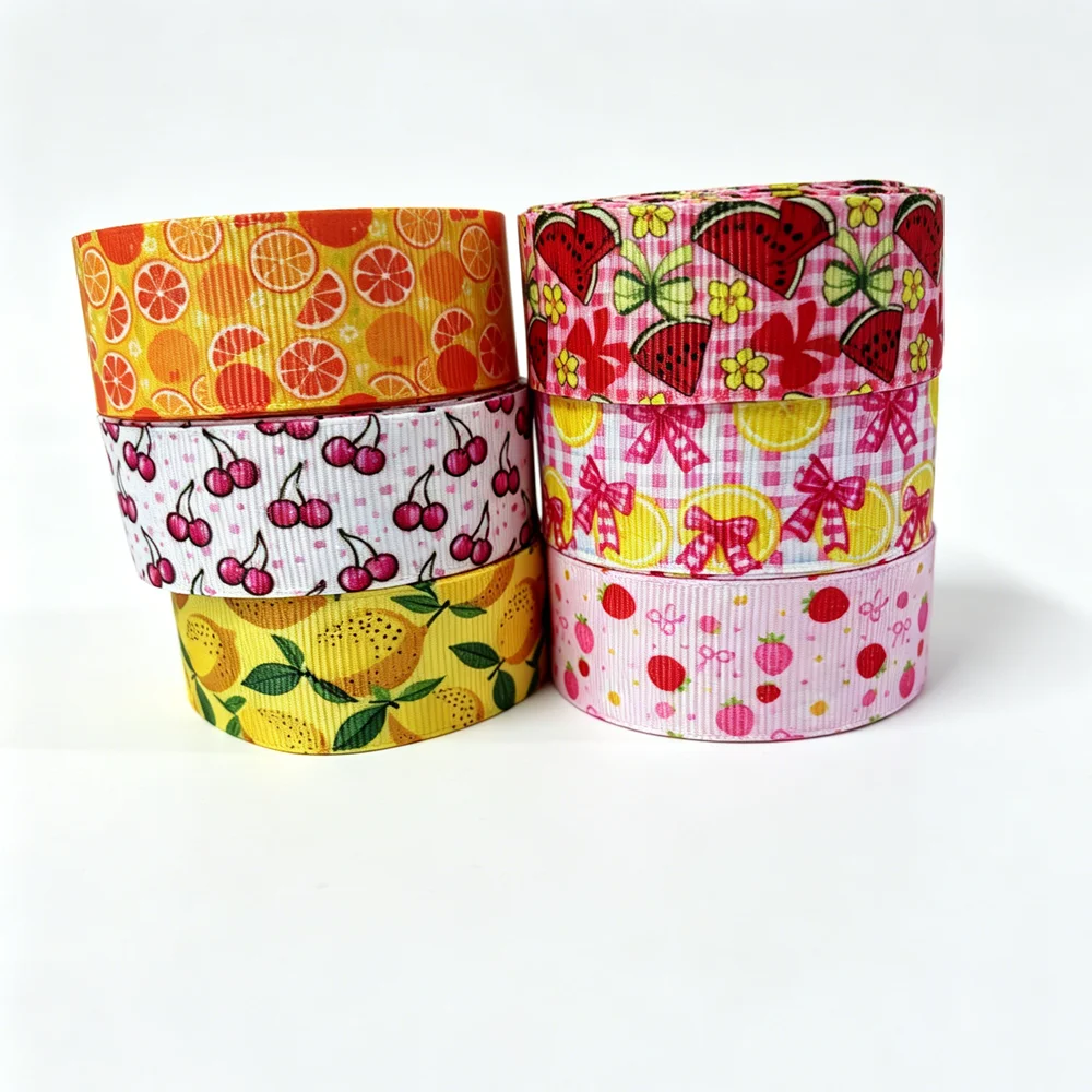 50yards Fruit Pattern Printed Grosgrain Ribbon  Packing fo Haibows DIY Accessories