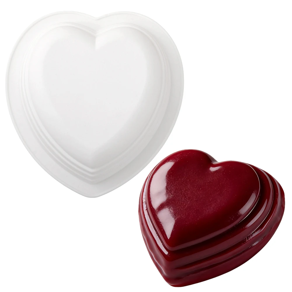 6 Inch Layered Heart-shaped Design Valentine's Day French Mousse Cake Mould Kitchen Silicone Mold Dessert Decorating Tool