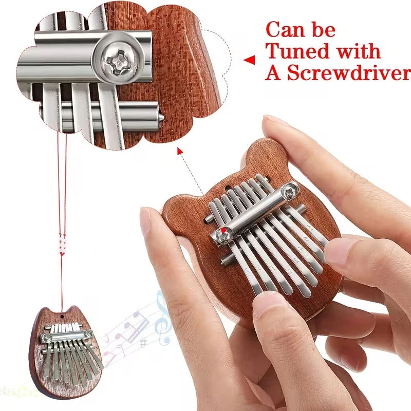 8-Key Mini Kalimba (Thumb Piano) –Portable Instrument for Beginners;Exquisite Design,Doubles as a Musical Accessory/Pendant Gift - view 3