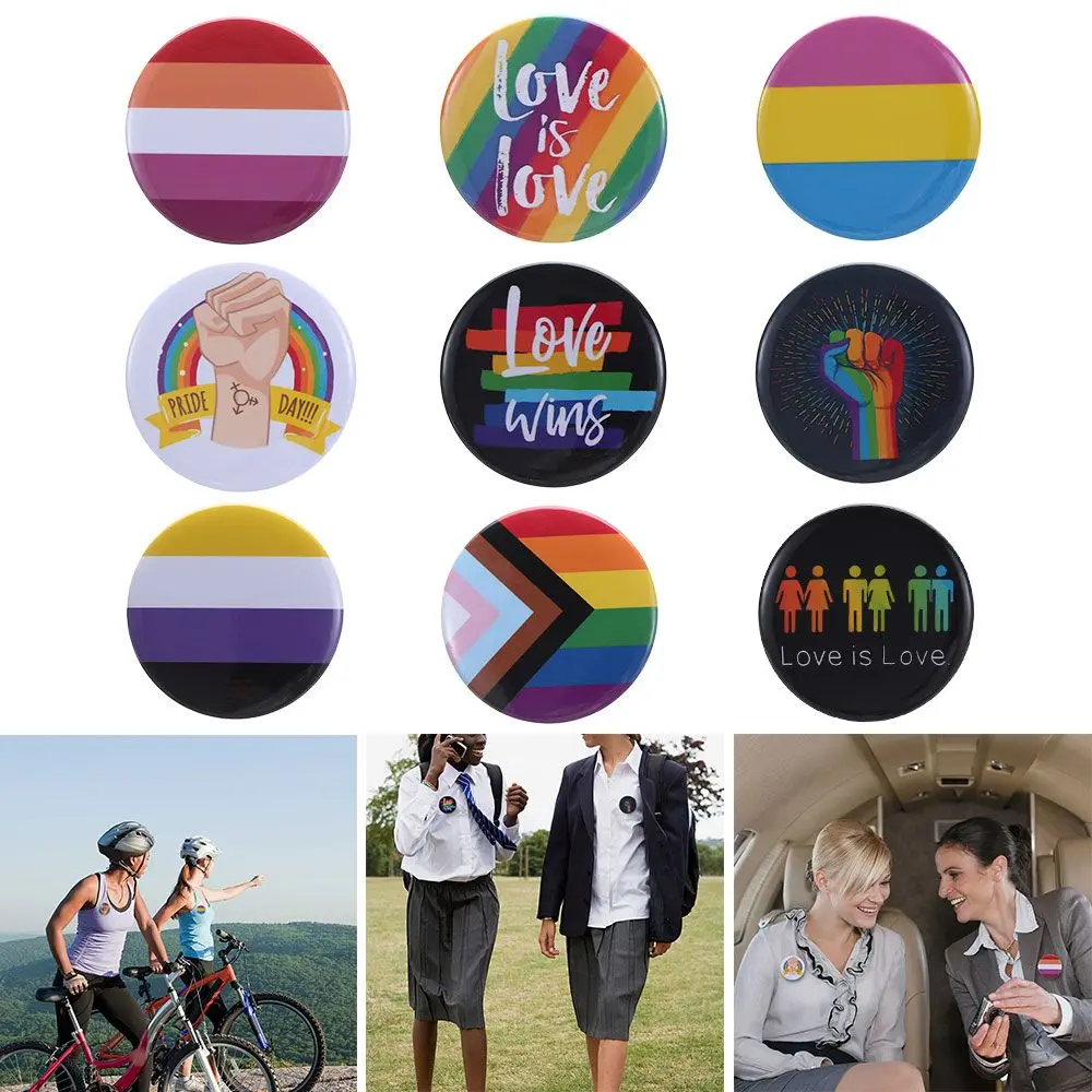 

Men Women Jewelry Accessories Tinplate Pins LGBT Brooches Rainbow Brooch Collar Pin Gay Badge