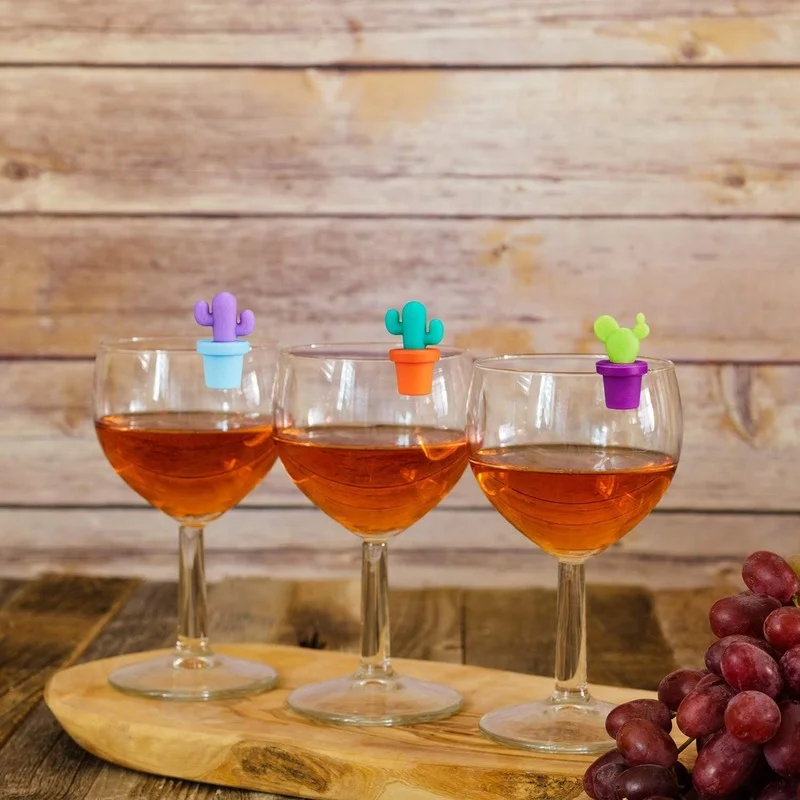 Creative Cactus Shape Wine Bottle Stopper Bottle Stopper Sealing Plugs Dedicated Cup Wine Glass Silicone Label Marker Cactus