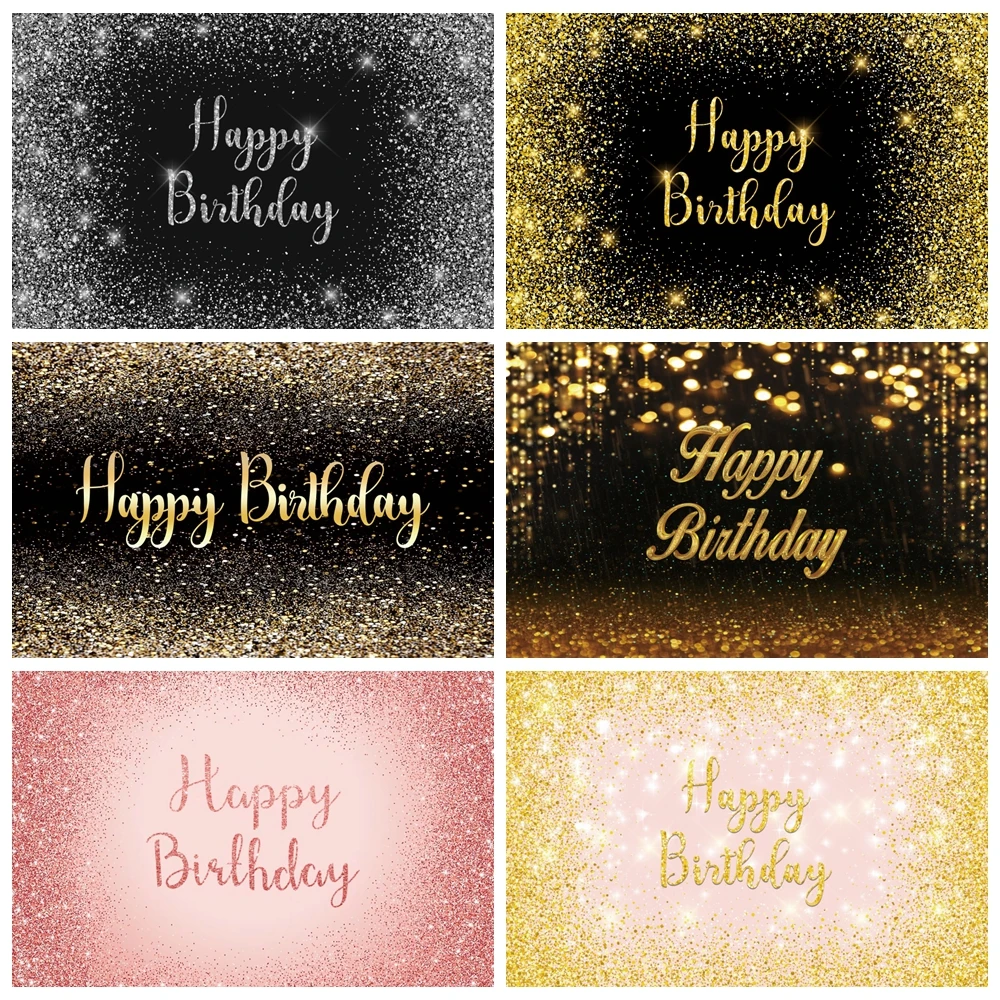 Glitter Light Birthday Party Backdrop Gold Dot Glitter Sparkle Diamonds Adult Happy Birthday Party Decor Photography Background