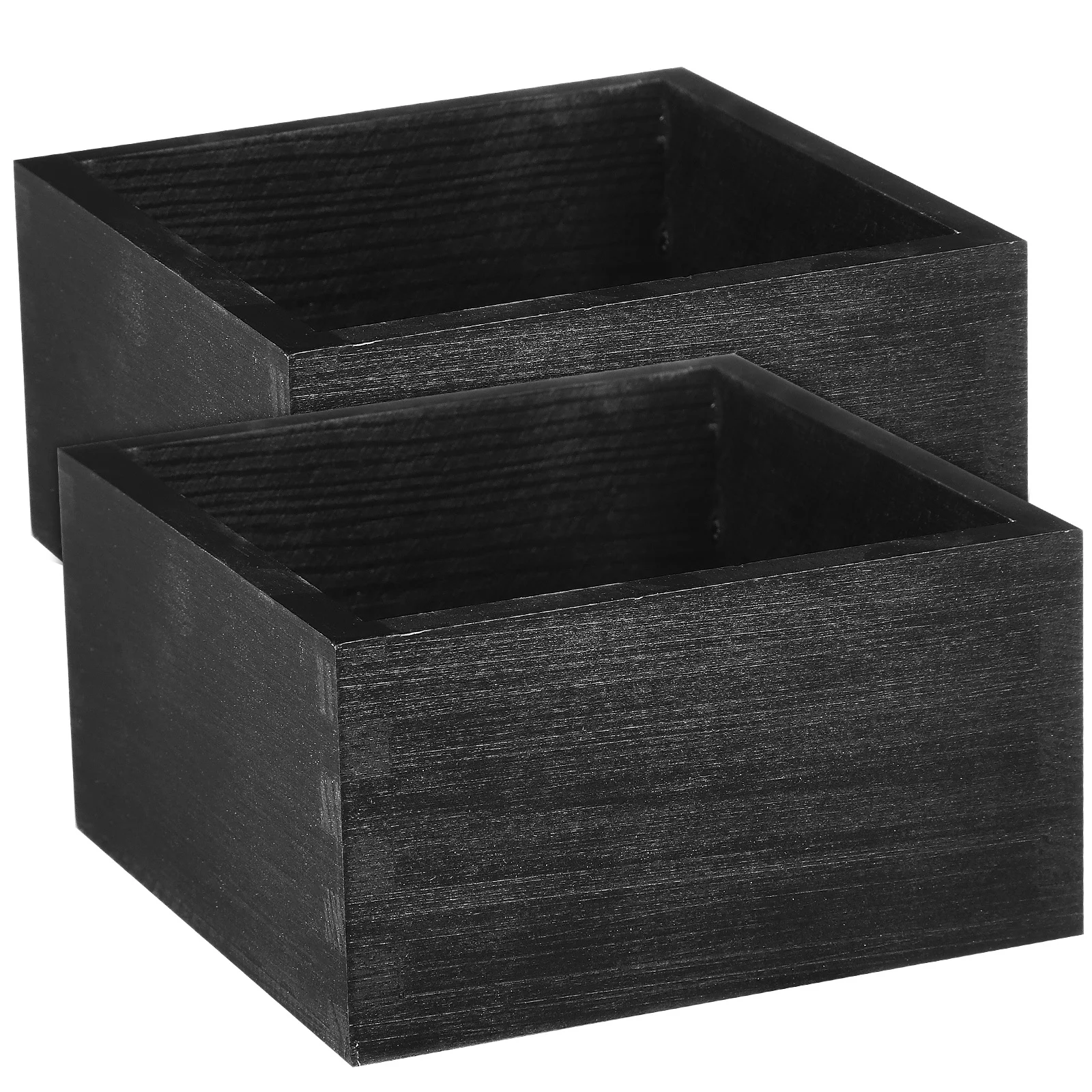 

2Pcs Chalk Storage Boxes Wooden Planter Boxes Solid Wood Desktop Organizer Small Succulent Holder Rustic Square Pen Holder