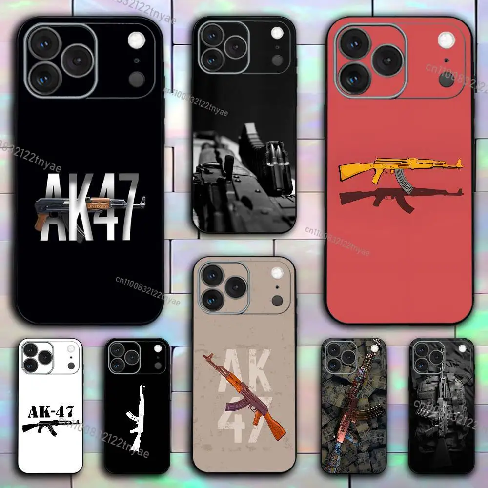 

Ak-47 King of Guns Phone Case For iPhone 17,16,15,14,13,12,11,X,XR,XS,Plus,Mini,Pro,Max Soft black Shockproof Cover