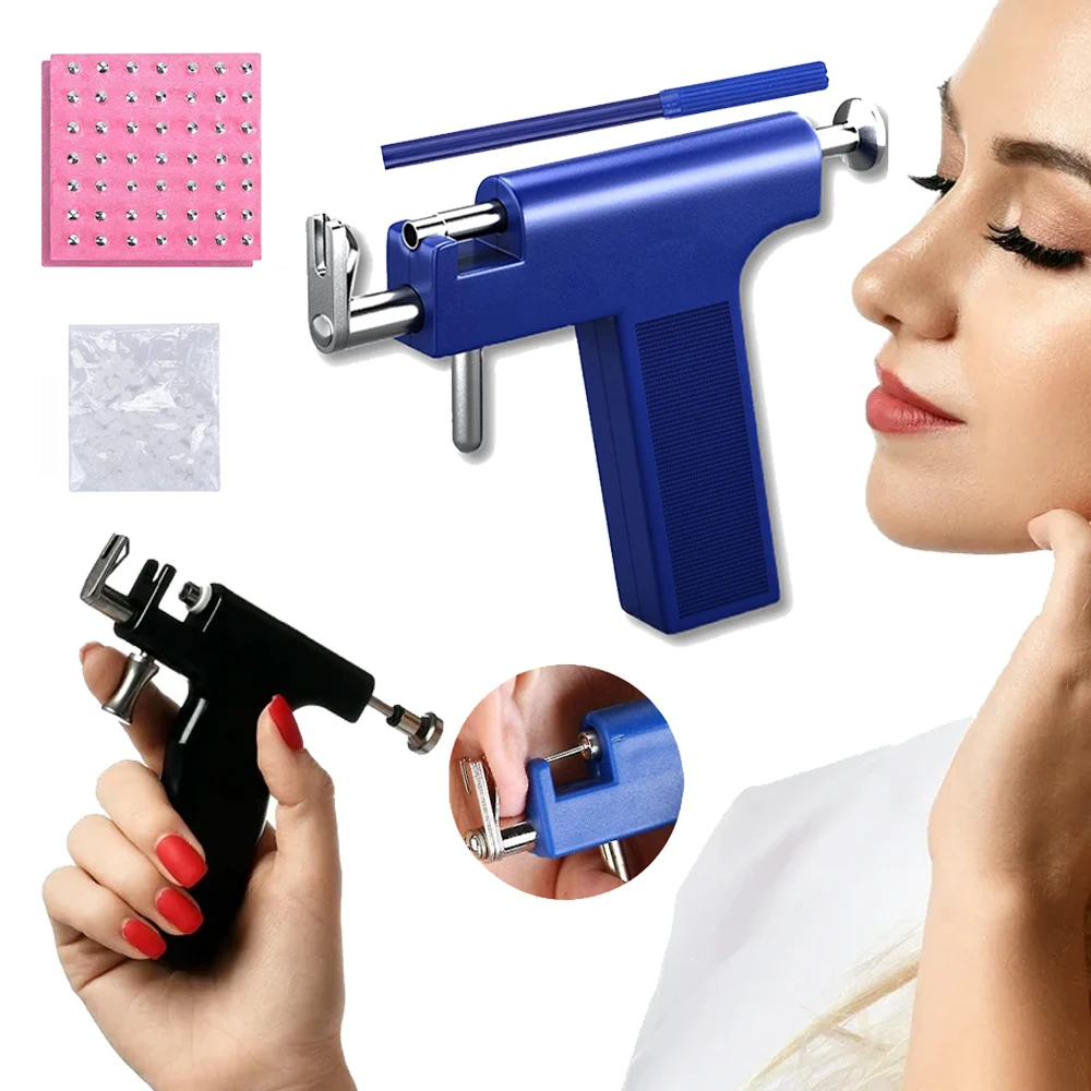 Professional Ear Piercing Gun Tool Set 98pcs Ear Studs Steel Ear Nose Navel Body Piercing Gun Unit Tool Kit Safety Pierce Tool