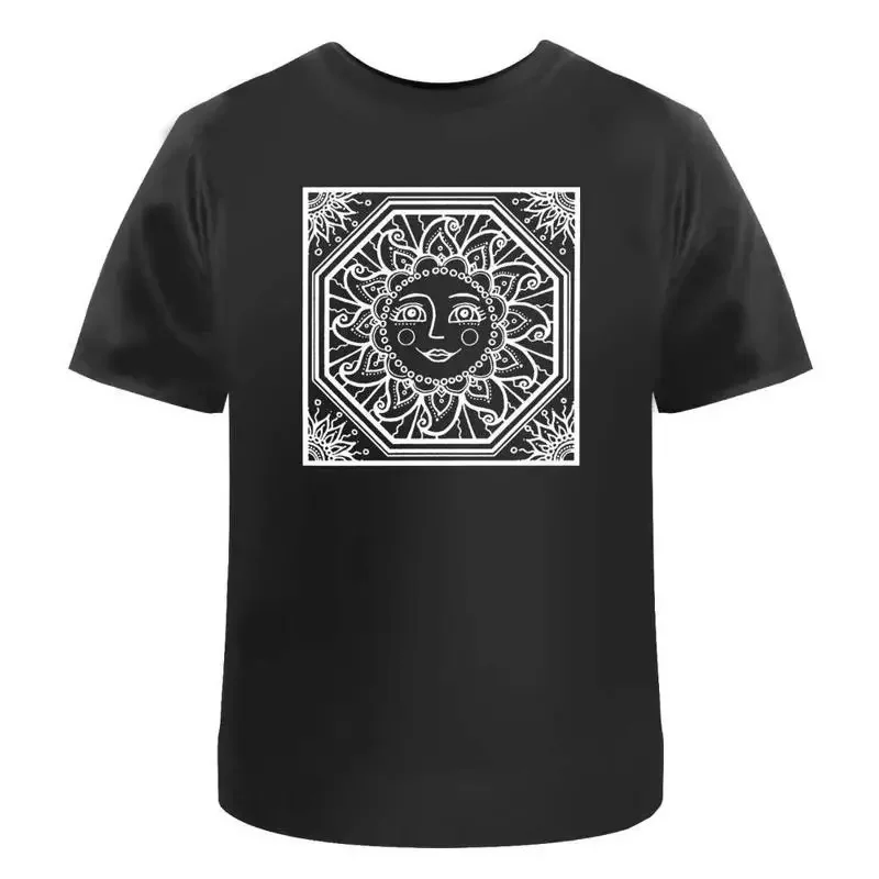Square Sun Motif' Cotton T Shirt Ta007233