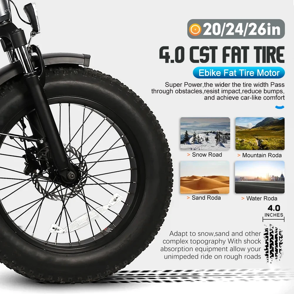 Ebike Fat Tire Conversion Kit 48V 1500W 4.0 Tyre Rear Cassette Hub Motor Snow Wheel  20 24 26Inch For Electric Fat Bike Kit