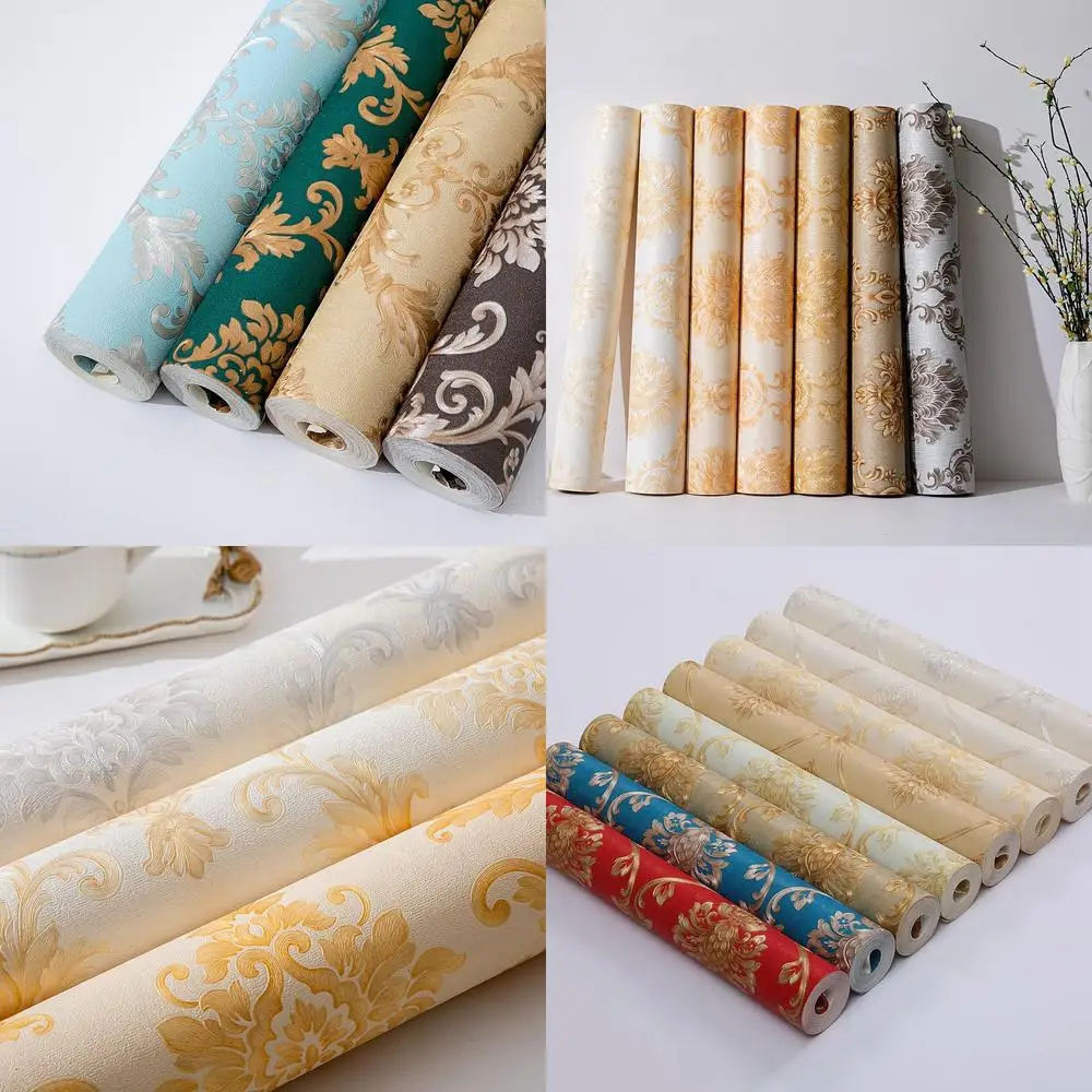 

Emerald Green 3D European Embossed Wallpaper for Living Room Bedroom Background Hotel Projects Luxury Deep Textured Wallpaper