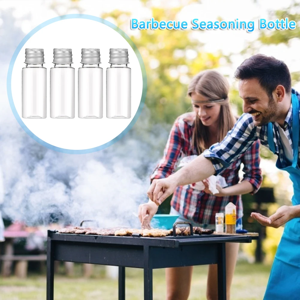 4Pcs 20ml Clear Seasoning Bottle Refillable Transparent Seasoning Jar Portable Seasoning Sub-bottling for Outdoor Barbecue