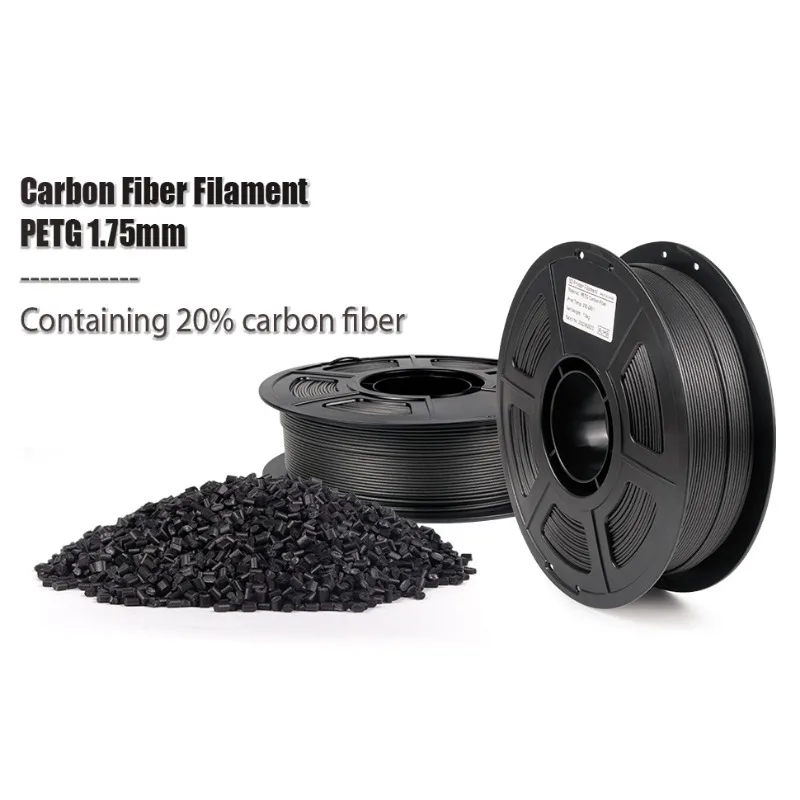 Carbon Fiber PETG Filament 1.75mm,Wear-Resistant&Heat-Resistant PETG 3D Printer Filament,Carbon Fiber Filament 1kg/0.25kg Spool