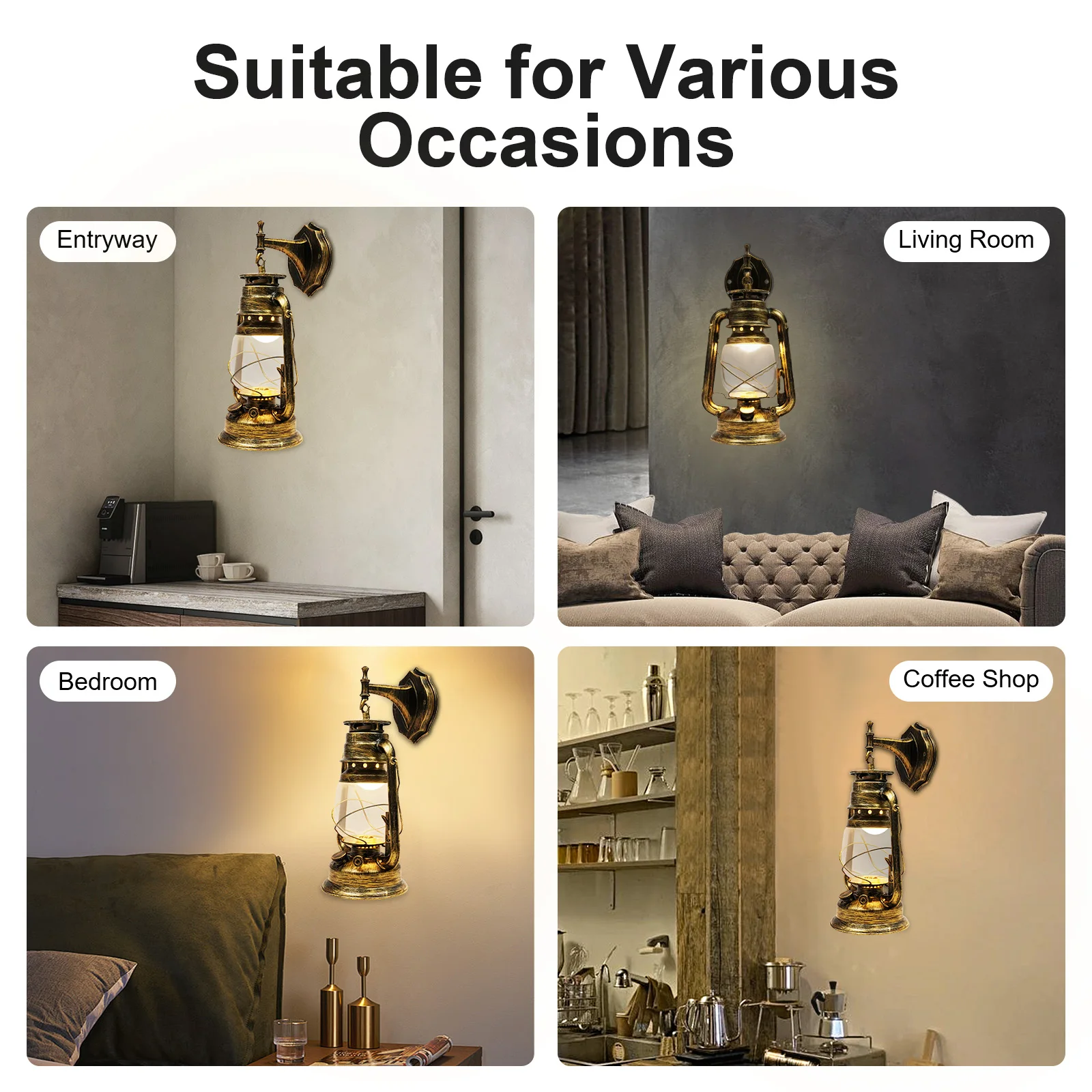 Rustic Wall Sconce Lighting Indoor Lighting Wall Light Lantern Mounted Light with Glass Lampshade for Hallway Farmhouse Loft