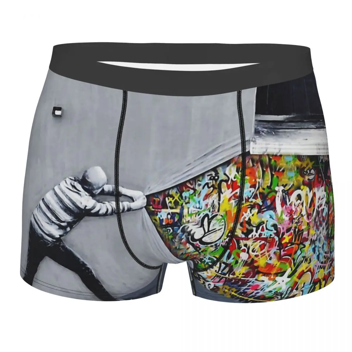 

Uncovering Graffiti Banksy Underpants Breathbale Panties Men's Underwear Sexy Shorts Boxer Briefs