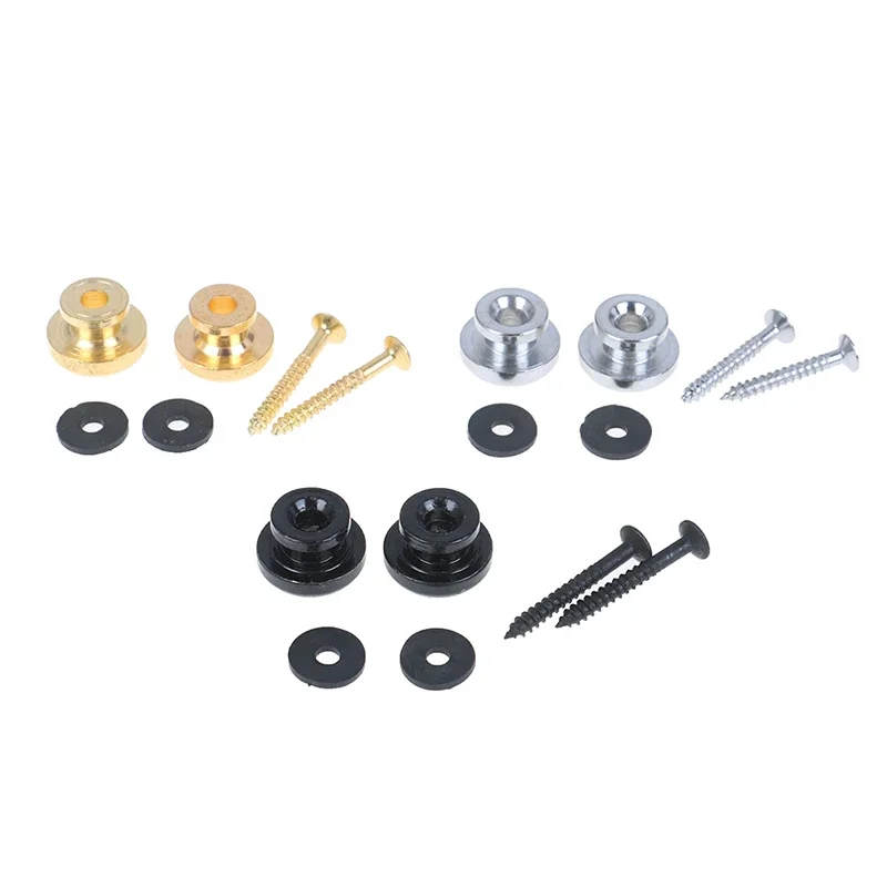 NEW 1pc Chrome Copper Guitar Strap Locks Mushrooms Heads Guitar Bass Strap Locks Pins Belt Buckle Buttons Silver/Black/Silver