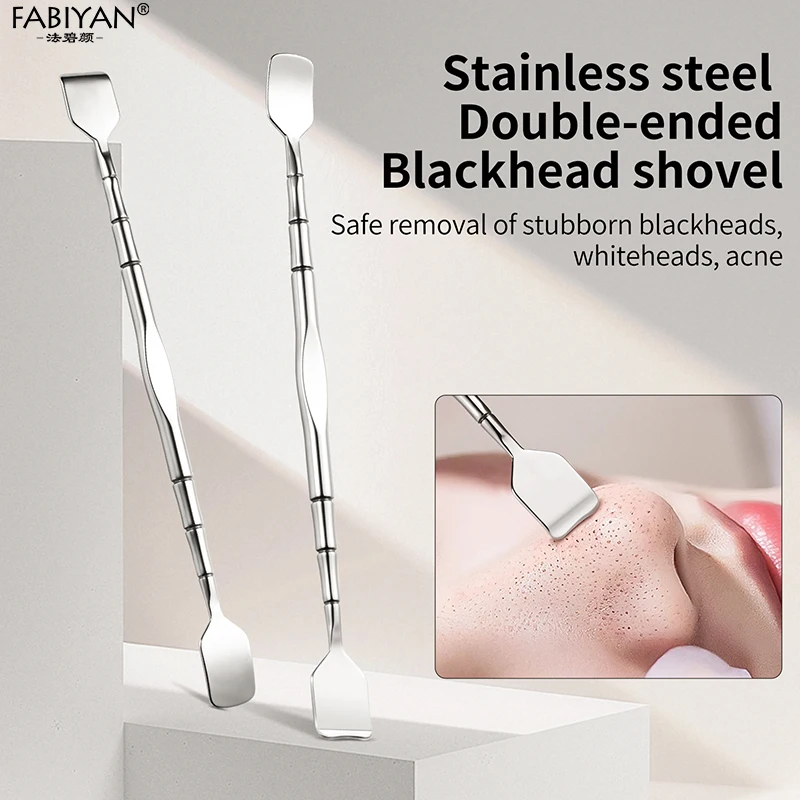 1 szt. Dwugłowicowa Łopatka do Usuwania Wągrów ze Stali Nierdzewnej, Ekstraktor do Białych i Czarnych Wągrów, Skrobak do Usuwania Wągrów z Nosa dla Kobiet, Oczyszczanie Twarzy