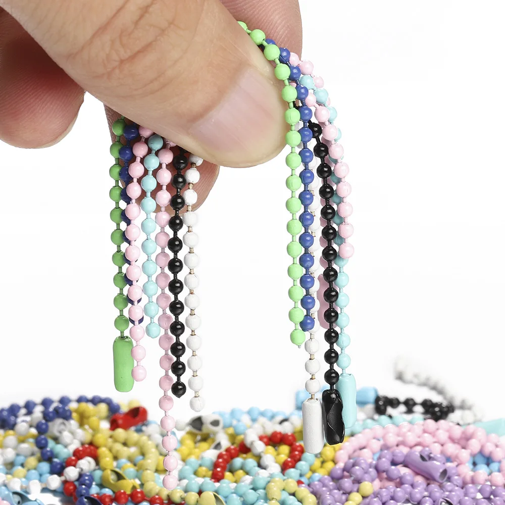 

20PCS 12mm Metal Iron Colored Round Beads Key Chain For DIY Jewelry Accessories Hanging Tags Baking Paint Chain Accessories