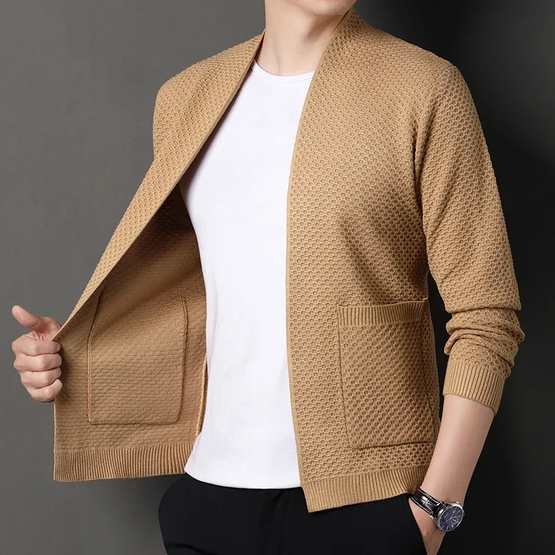 Cardigan décontracté de haute qualité pour hommes, vêtements de printemps et d'automne, nouvelle mode