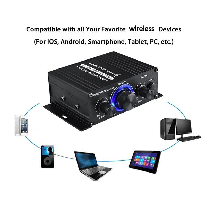 A51I -170 Audio Power Amplifier Wireless HiFi Stereo Audio Power Amplifier 200W+200W with Input Home Car Amplifier