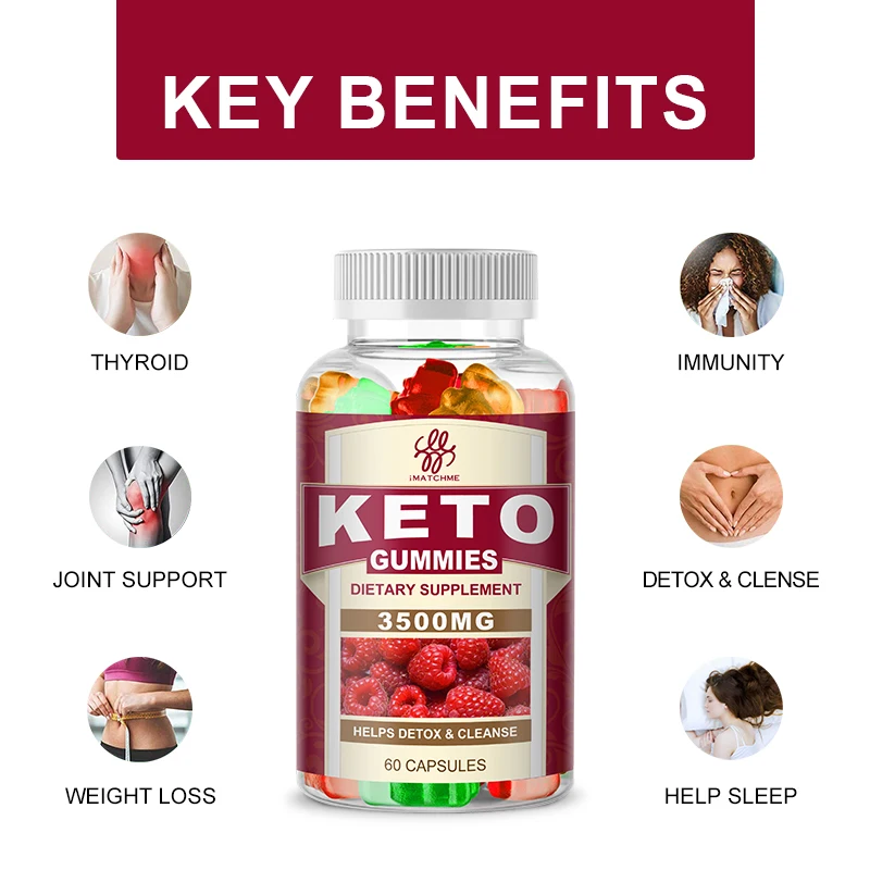 Keto Gummies ácido málico-quema grasa, Control de peso, aceleración del metabolismo, salud intestinal, Control del apetito