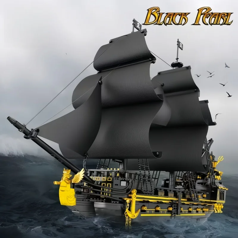 

Black Pirate Ship Building Blocks Set | Nautical Vessel Model Kit for Adult Collectors