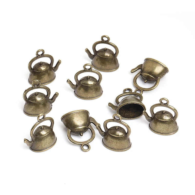 High quality fashion 15 pcs alloy 3D teapot kettle charms fit DIY hand made necklace earrings bracelet charms Jewelry Making