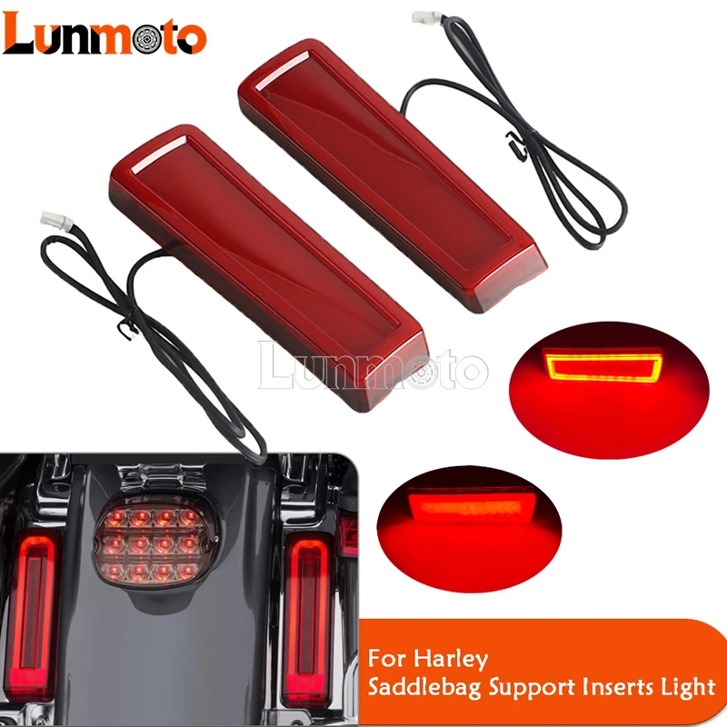 

LED Light Motorcycle Saddlebag Support Inserts Rear Tail Brake Run Lamp For Harley Touring Road King Road Glide Street 2014-2023
