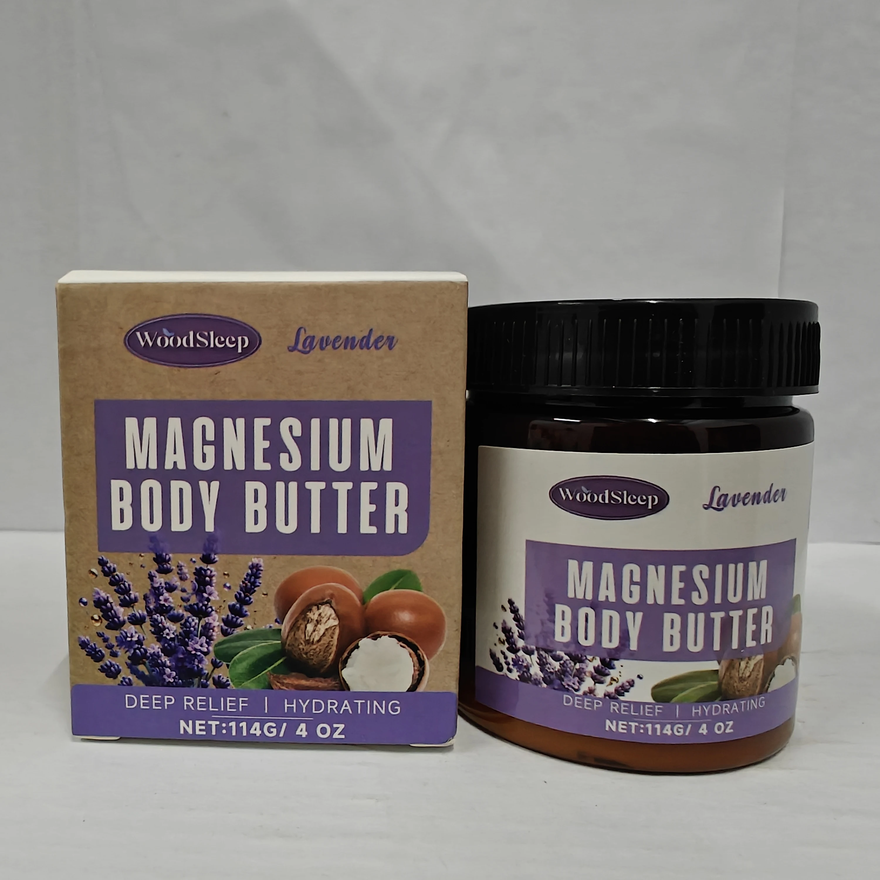 라벤더 마그네슘 바디 버터 - 근육 이완 및 수분 공급을 위한 114g/4oz 딥 릴리프 모이스처라이저 |   자연스러운 수면 보조제