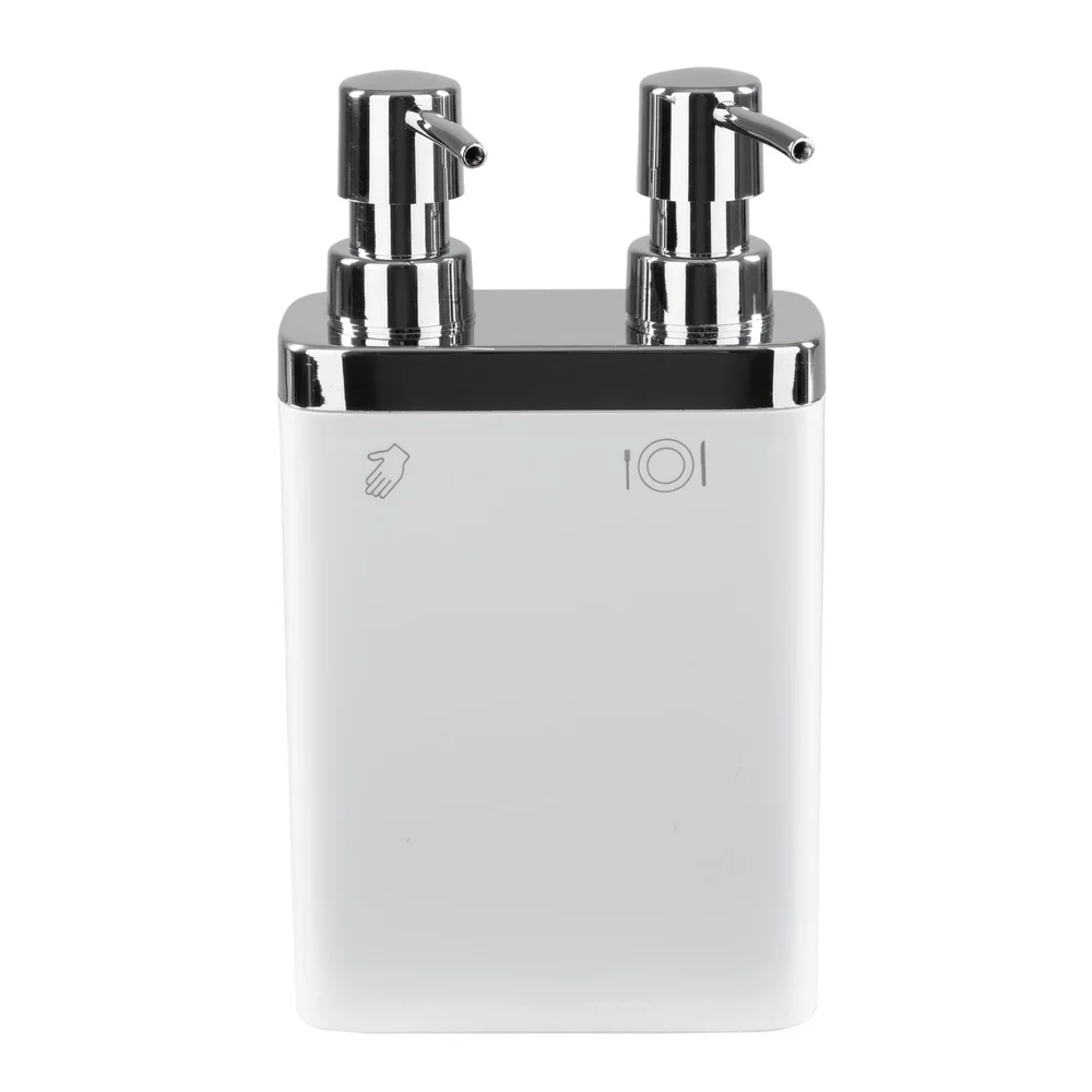 المزدوج مضخة الصابون غسول موزع كونترتوب المنظم 2 مقصورات المطبخ الحمام يسهل إدارة الفضاء منع الارتباك