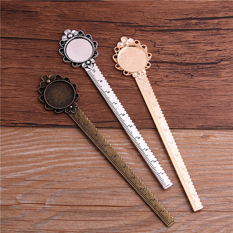 2pcs 20mm Inner Size three Color Vintage Style Handmade Ruler Bookmark Cabochon Base Cameo Setting 28*138mm