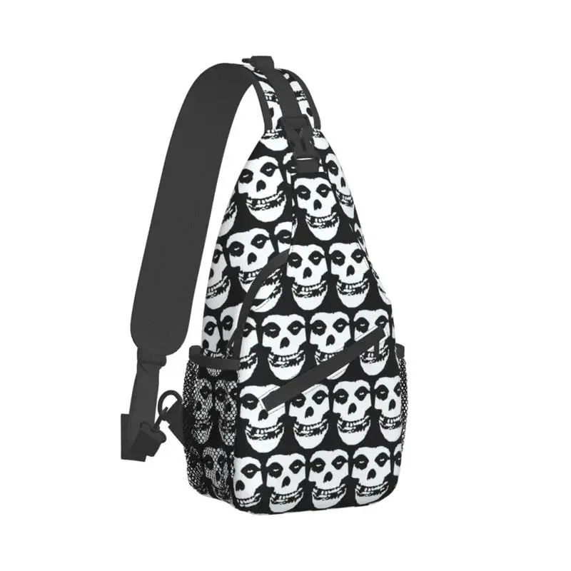 Horror Misfits Skull Face Sling Crossbody Chest Bag Men Cool Punk Rock Music Shoulder Backpack for Travel Cycling