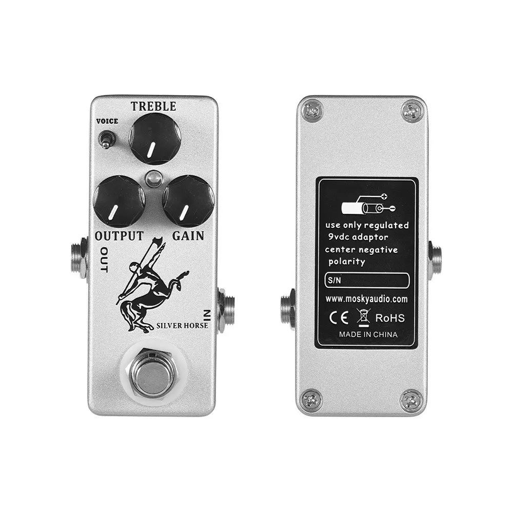 MOSKY Silver Horse Guitar Effect Pedal Mini Klon Centaur Effect Pedal Overdrive/Boost Effects Processors Volume Reverb Tremolo