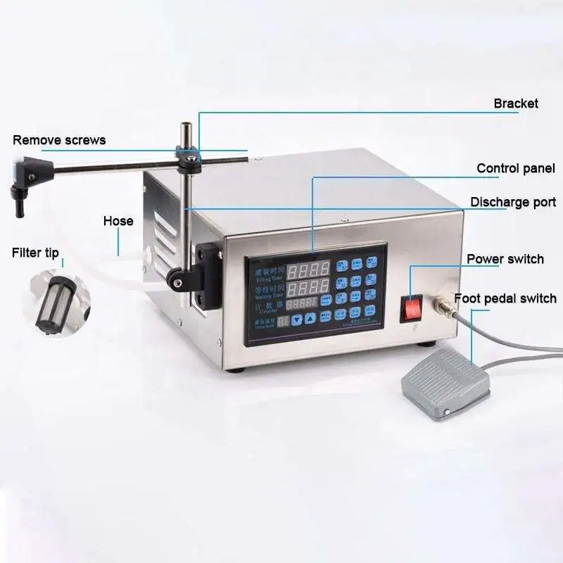 Digital Peristaltic Pump Liquid Filling Machine 10ml-3500ml, Quantitative Solvent & Water Filler