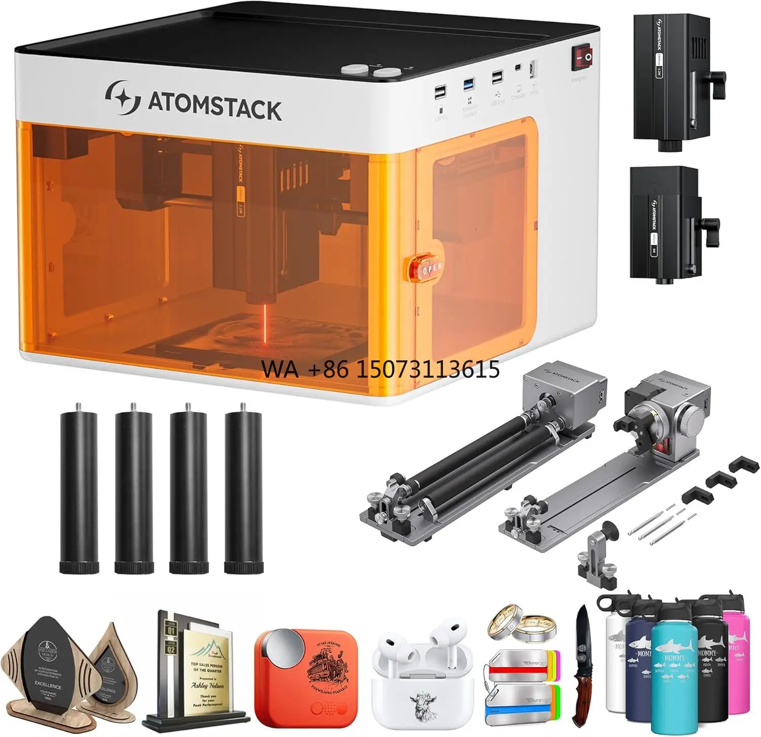 

ATOMSTACK P1 5W Blue Light Red Light Dual Laser Engraver Portable 2-in-1 With Rotary Roller Set R8 Pro for All Metal ABS