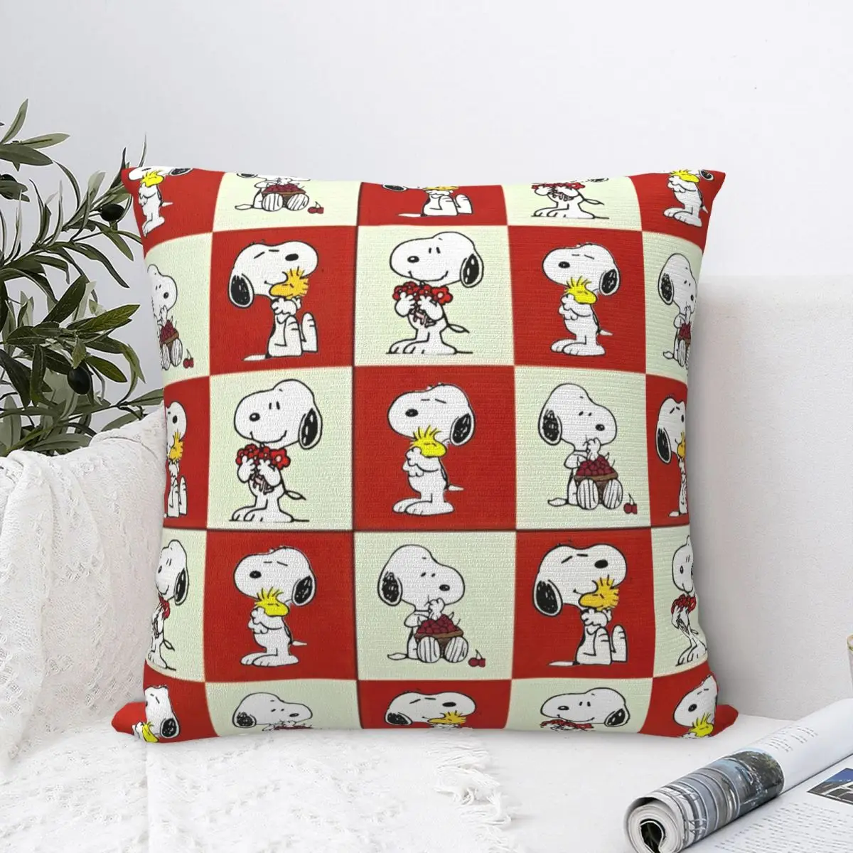 سنوبي وودستوك كيس وسادة غطاء الوسادة الكرتون الجدة انغلق ديكور رمي كيس وسادة غطاء للسيارة 18"