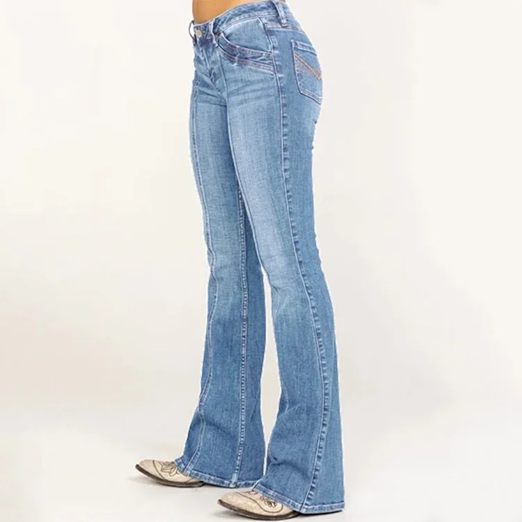 Calças flare mulheres jeans denim pant bolsos sólidos cintura alta emendado solto ajuste streetwear lavagem 2025 zíper voar comprimento total
