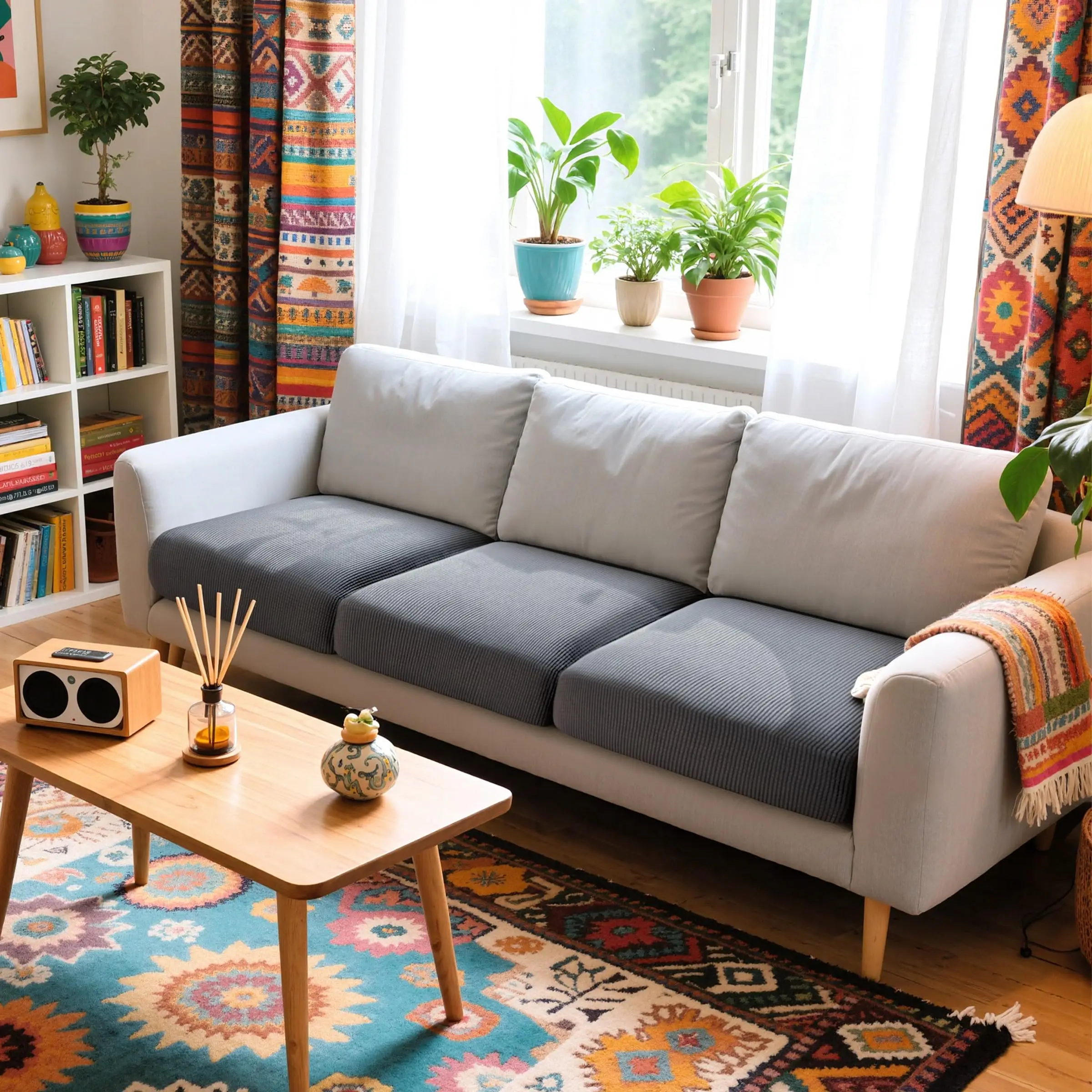 Stretch Couch Cushion Cover Sofa Cushion Slipcovers Jacquard Sofa Seat Slipcover Set Non-Slip Protector for Cushion