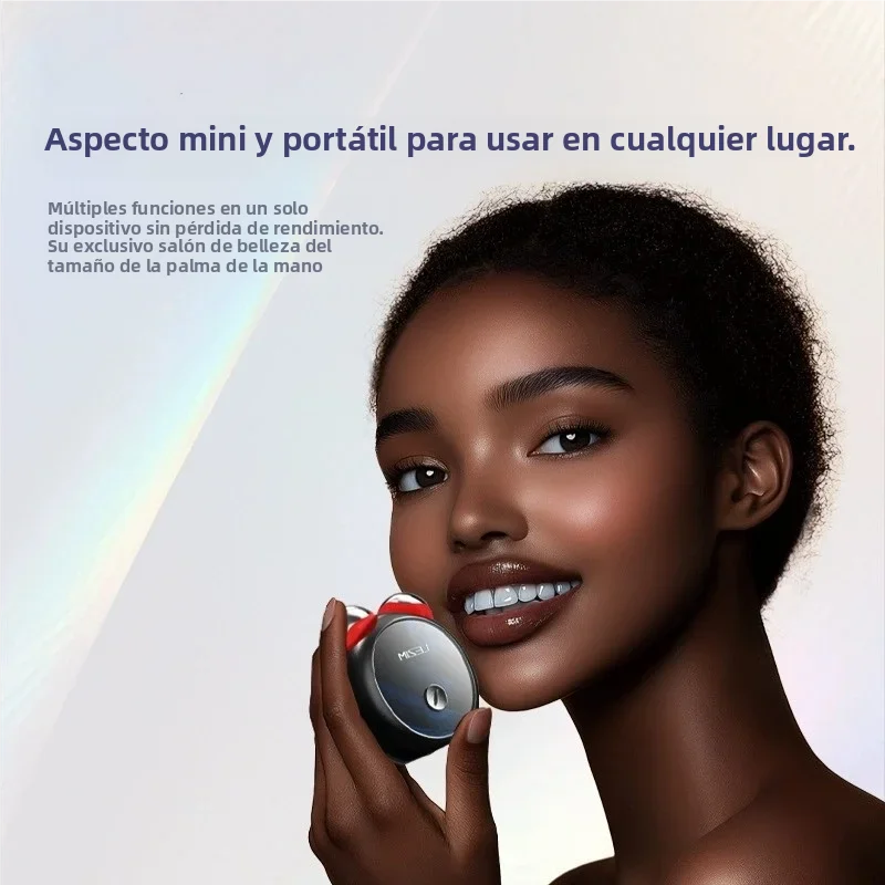 Dispositivo Facial de Microcorriente EMS Mini, Masajeador de Cuello y Rostro, Luz Roja y Azul, Rodillo Doble, Promueve la Absorción de Productos para el Cuidado de la Piel