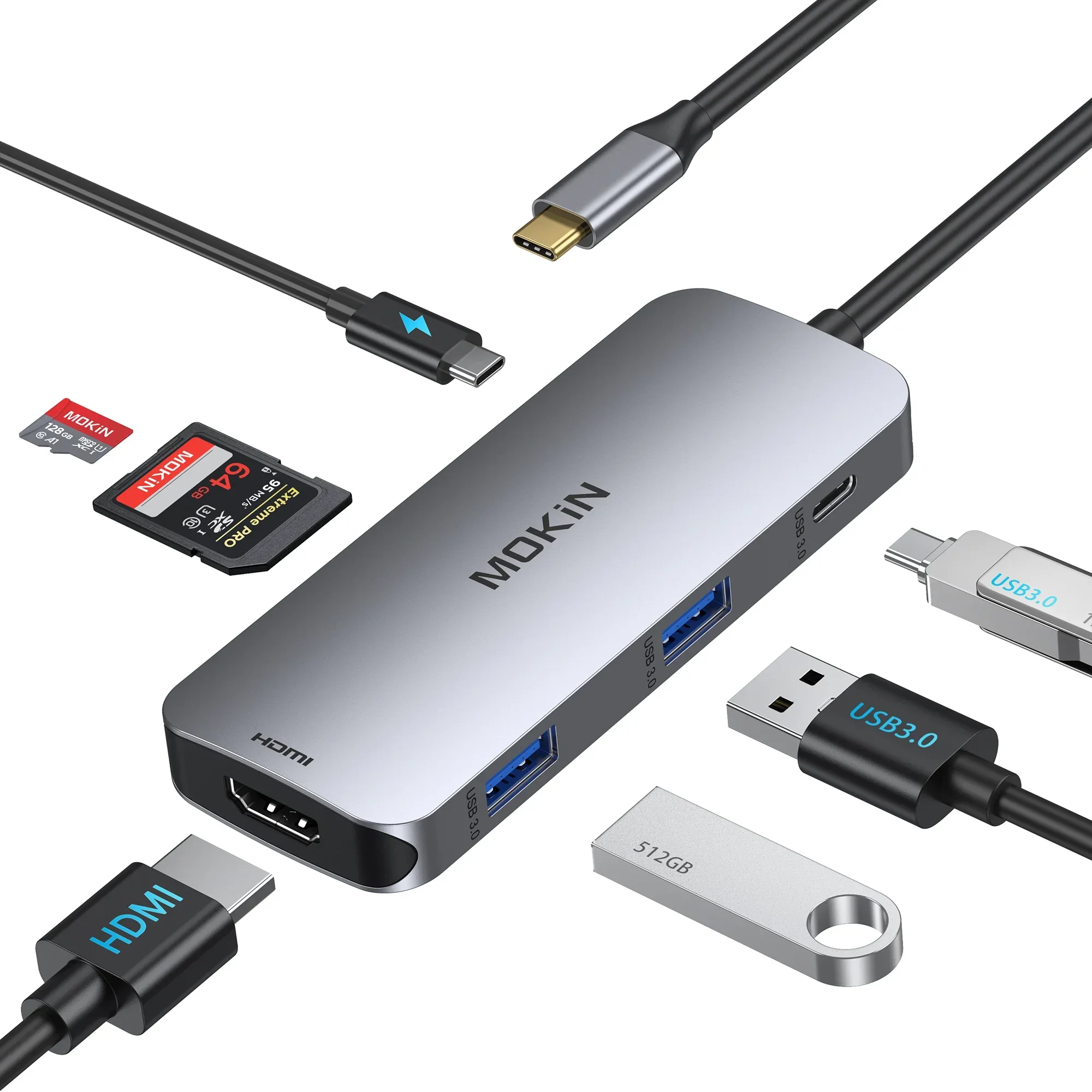 

Док-станция MOKiN с USB Type C на HDMI, 3,0 Гц, 7 портов