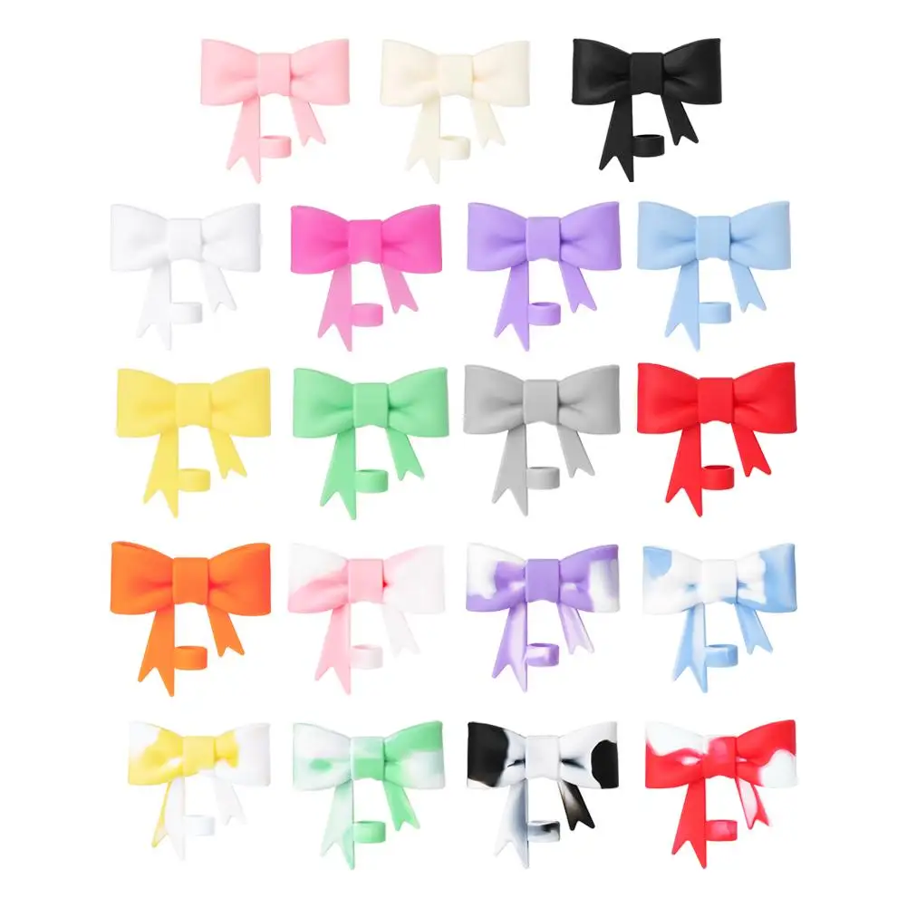 Bow Straw Cap Covers Toppers Silicone Accessories For Stanley Cups 30&40 Oz Tumbler And With 1pc Protective Boot ﻿