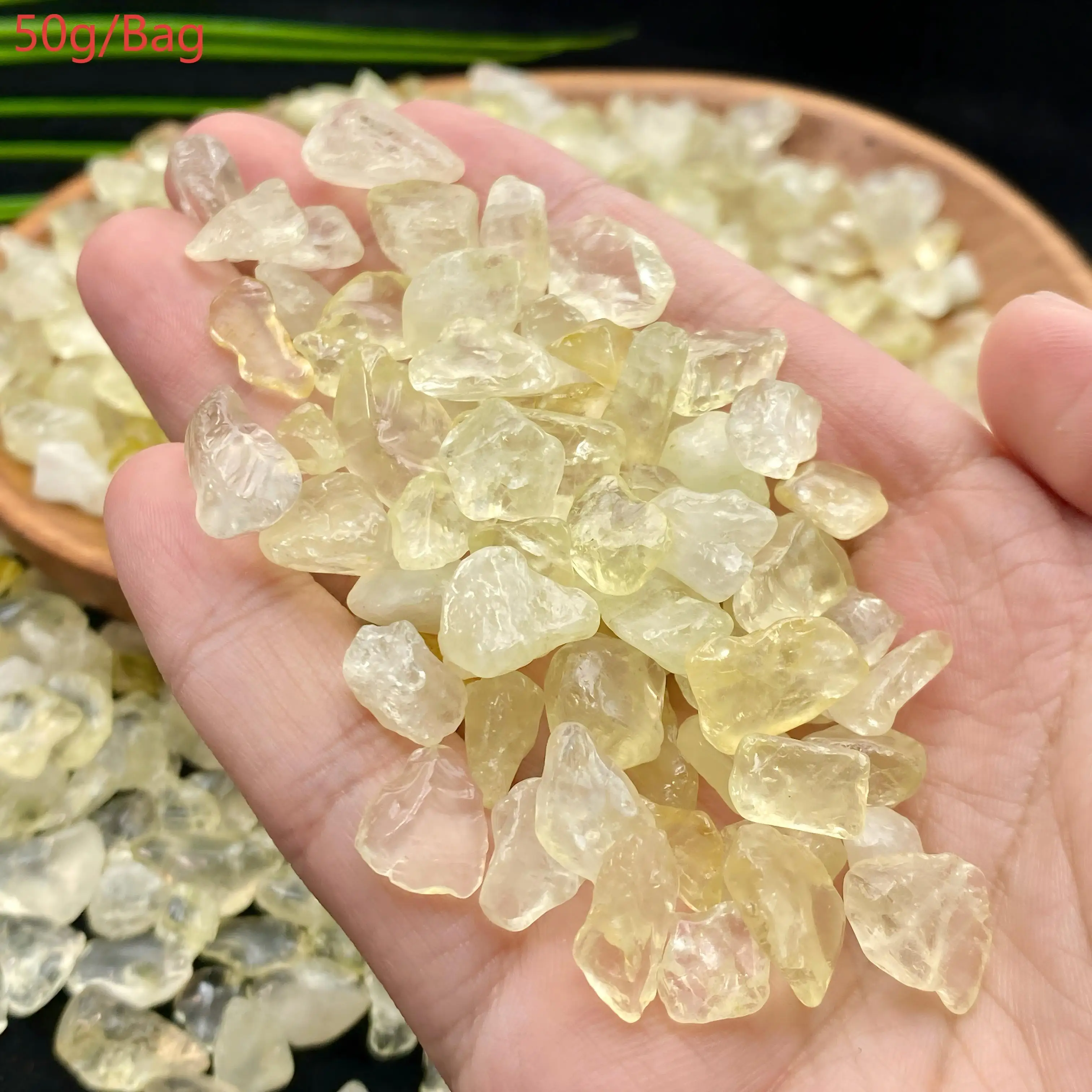 Random 50g/100g High Quality Yellow Crystal Chips Decoration Natural Crystal Raw Stone, Birthday Gift, Scene Decoration.