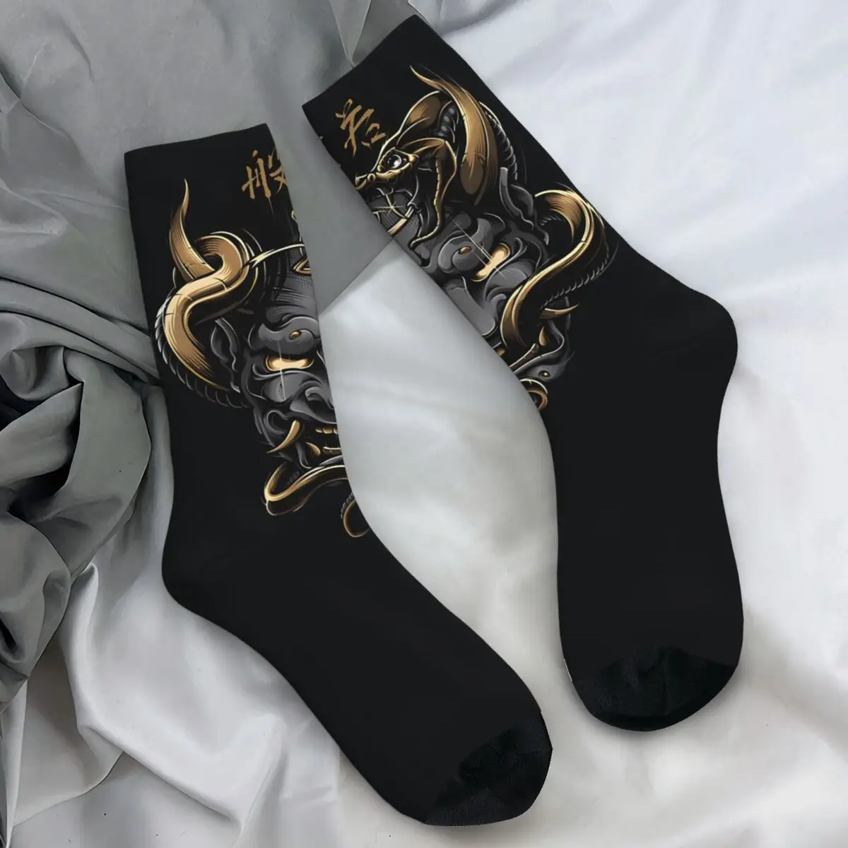 

Hannya Demon Tattoo Stockings Men Socks Warm Soft Fashion Socks Winter Outdoor Anti Slip Graphic Socks Gift